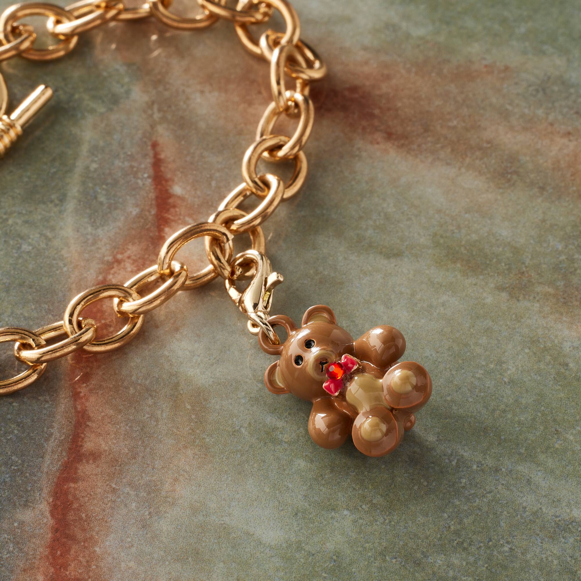 12 Pack: Brown & Gold Teddy Bear Charm by Bead Landing™